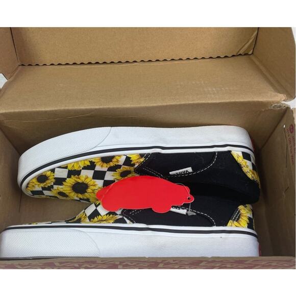 New In Box Vans Womens Size 5 Asher Sunflower Checker Slip On Loafer Shoes - Picture 7 of 8